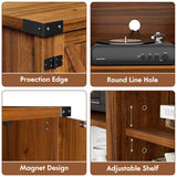 YESHOMY Modern Farmhouse TV Stand with Two Barn Doors and Storage Cabinets for Televisions up to 65+ Inch,Entertainment Center Console Table,Media Furniture for Living Room,58 Inch, Walnut,YH-TS103DWA YESHOMY