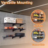 WAREYEASY 3 Tier 1.3x4ft Garage Shelving Wall Mounted,Loads 900 lbs Heavy Duty Garage Wall Shelving,15.6-inch-by-48-inch Metal Wall Shelf,Sturdy Shelf for Wall Storage,Black WAREYEASY