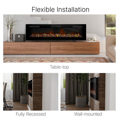 Dimplex Sierra Electric Fireplace Heater, 72" Inch, Black, 1400W - Wall Mounted Linear Fireplace with Realistic Flames, Adjustable Ember Bed, Remote Control - Thin Fireplace for Living Room, Bedroom