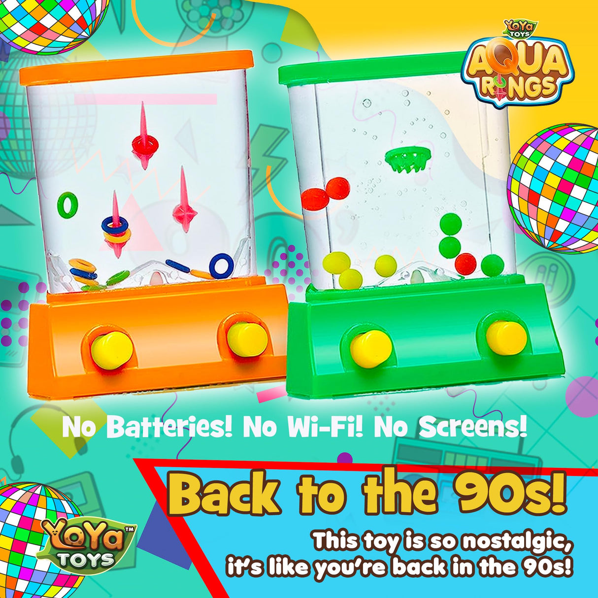 YoYa Toys Handheld Games - Miniature Aqua Arcade Set with Fish Ring Toss & Basketball, Handheld Toys for Kids & Adults, Retro Pastime Games, Water Ring Toss in Gift Box YoYa Toys