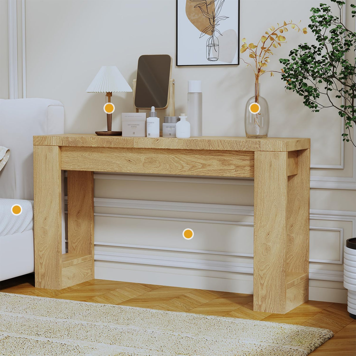 DRAWERHOM Console Table, Farmhouse Entryway Table with Thickened Base, Narrow Long Wood Sofa Table Behind Couch Table for Entrance, Hallway, Living Room DRAWERHOM
