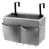 Retyion Bedside Storage Bag with 4 Hooks Multi-Function Hanging Organizer Caddy for Headboards Bunk Bed Hospital Bed (Grey) Retyion