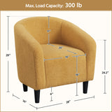 Yaheetech Accent Barrel Chair, Boucle Fabric Club Chair, Furry Sherpa Elegant and Cozy, Soft Padded Armchair for Living Room Bedroom Reception Room Office, Mustard Yellow Yaheetech