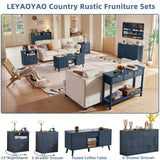 LEYAOYAO 48" Fluted Lift Top Coffee Table with Hidden Storage & Adjustable Shelves, Lifting Tabletop Large Rectangular Coffee Tables, Mid Century Modern Wood Center Table for Living Room, Nave Blue LEYAOYAO
