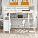 Harper & Bright Designs Full Size Loft Bed with Desk and Dresser, Wooden Loft Bed Full with Storage Drawers and Shelves for Kids Teens Adults, No Box Spring Needed,White Harper & Bright Designs