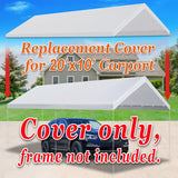 Strong Camel 10 x 20 Carport Canopy Replacement Cover Valance Canopy Replacements Top with Ball Bungees White (Only Cover, Frame is not Included) Strong Camel