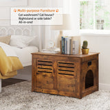 DINZI LVJ Litter Box Enclosure, Flip Top Litter Box Furniture, Hidden Cat Washroom, Wooden Cat House, End Table, 31.5" L x 19.7" W x 19.7" H, Good Ventilation, Easy to Assemble, Rustic Brown DINZI LVJ