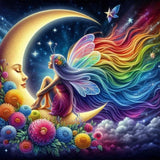Zythron Moon Diamond Art,Diamond Art Kits for Adults Moon Fairy Diamond Painting Kits for Adults Beginner,Fairy Girl 5D DIY Full Round Drill Gem Art Kits,Home Wall Decor 14 x 14 Inch Zythron
