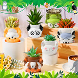 Chuangdi 6 Sets DIY Ceramic Succulent Pots Animal Ceramics to Paint Small Paint Your Own Ceramic Pots DIY Unpainted Planters with Drainage Hole Color Paints Paintbrushes Palettes for Craft Activity Chuangdi