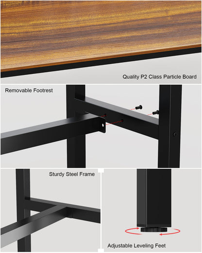 Teraves Teak Bar Table – Stylish Rectangular High Top Table with Sturdy Metal Frame for Versatile Use