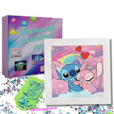 USACRAFT Cute Diamond Painting Kits Large 7x7 Natural Wooden Frame, Pre-Mounted Canvas, Sparkling Crystal Gems, Pen, Arts & Crafts Tray, Gum. Famous Characters, Adorable Animals (ST.Love) USACRAFT