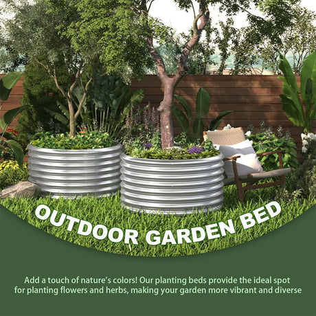 CATMANOR 4 Pack 2FT Length Round Galvanized Raised Garden Bed Outdoor,Metal Garden Bed for Vegetables,Steel Raised Beds for Gardening,Above Ground Garden Box for Flower CATMANOR