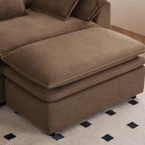 FEISHOMINOO 87" L Shaped Sectional Sofa Modular Deep Seat Sofa Couch with Ottoman, Chenille Sofa Sleeper Comfy Upholstered Furniture for Living Room, Apartment, Studio, Office (Espresso, L-Shaped) FEISHOMINOO