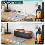 Bivvclaz Large Cable Management Box, Wooden Cord Organizer Box for Under Desk TV Computer Router USB Hub to Cover and Hide Extension Cords Power Stripes Surge Protectors Chargers Wires, Black Bivvclaz