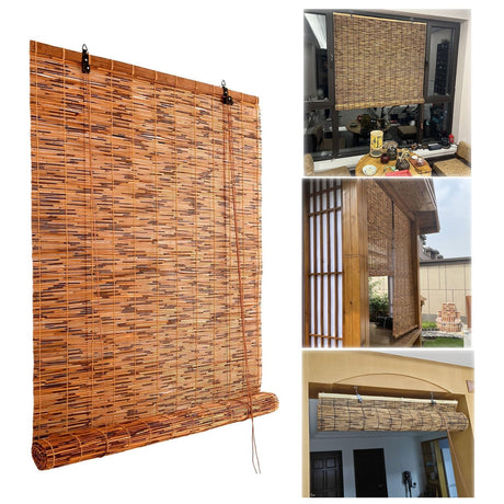 Outdoor Home Matchstick Blinds Cordless Bamboo Shades for Patio Roll Up Waterproof Bamboo Window Blinds Privacy Screen Reed Curtains 20x64in 36x72in 28x48in 72x72in (Size : 22 in Wide x 48 in High) VELLOW