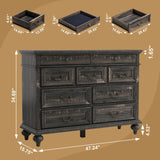 Yechen Farmhouse 9 Drawer Dresser for Bedroom - 47" Wide Modern Chest of Drawers, Rustic Thickened Wooden Dressers, Dressers Organizer for Living Room, Bedroom, Hallway Yechen