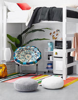 COTTON CRAFT Papasan - Polly Peacock - Blue - Overstuffed Chair Cushion, Sink into Our Thick Comfortable and Oversized Papasan, Pure Cotton Duck Fabric, Fits Standard 45 inch Round Chair COTTON CRAFT