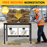 Kieperi 48” Chipboard Work Bench with Drawers, Heavy Duty Adjustable Workbench with Power Outlet and Wheels, 2000 Lbs Capacity Workstation for Garage Kieperi