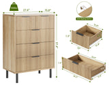 GarveeHome Oak Fluted 5 Drawer Dresser for Bedroom, Modern Wood Chest of Drawers with Wide Drawers, Closet Dresser Organizer with Anti-Tipping Device and Metal Legs for Hallway Entryway GarveeHome