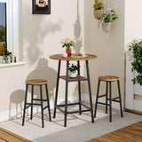 MAHANCRIS Round Bar Table, 37.4" High Pub Top Table with Footrest, 2-Tier Counter Height Cocktail Tables with Storage, Bistro Table for Small Spaces, Easy to Assemble, Rustic Brown BTHR12501N1 MAHANCRIS