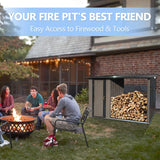 2-in-1 Metal Outdoor Storage Shed with Tool Locker & Firewood Storage, 8.75× 3.33 FT Firewood Shed - Weatherproof & Versatile, Steel Garden Sheds for Backyard Garden Patio Lawn - Brown Garden Tailor