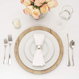 Simply Elegant Set of 6 Faux Wood Plastic Charger Plate | Service Plate for Parties, Dinner, Weddings, Quinceaneras and Events | 13 inch Diameter | Brown Finish Simply Elegant