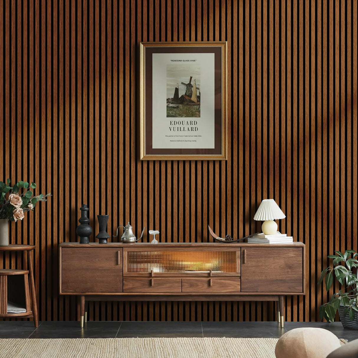 HPINUB 3D Acoustic Panels,Fluted Sound Absorbing Panel with Wood Finish for Stylish Decor and Noise Reduction,Textured Slat Wall Panels Wood Slats for Wall and Ceiling-23.6"x47.2"x2pcs(Walnut) HPNIUB