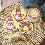 eniref 8 Pcs Christmas Diamond Art Coasters Kits with Holder, Gingerbread Snowman 5D DIY Diamond Pinting Coasters Acrylic Round Cup Coaster with Cork Pads for Tabletop Protection 10×10 CM eniref
