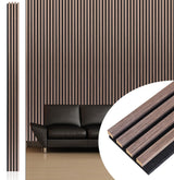 NeatiEase Wood Wall Panels, 9 Feet Acoustic Slat Wall Panels for Interior Wall Decor and Noise Reduction, Decorative Slat Wall Paneling, Smoked Oak, 4-Piece NeatiEase