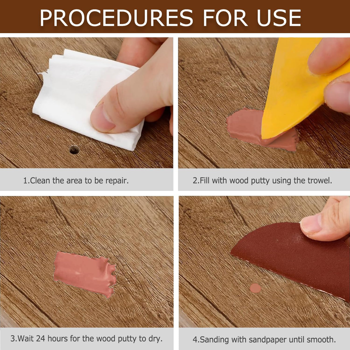 Wadities Walnut Wood Filler, Walnut Wood Putty, Paintable Stainable Wood Repair Putty, 9.87 Ounce Wood Furniture Repair kit, Quickly Repair Wood Wadities