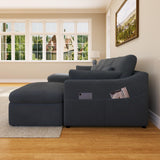 ISHUHL Cloud Modular Sectional Sofa, 124" Oversized Sectional Couches for Living Room, Convertible Deep Seat Sofa Set, Corduroy U Shaped Couch with 2 Ottoman (Dark Grey) ISHUHL