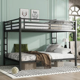 Queen Over Queen Bunk Beds for Adults,Heavy Duty Adult Bunk Beds,Metal Bunk Bed Queen Over Queen with 2 Ladders,Queen Size Bunk Bed, Noise-Free,Black Bellemave