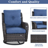 Belord 5 Pieces Patio Furniture Sets Wicker Outdoor Furniture, Rattan Patio Swivel Glider Chairs with 2 Ottoman and Glass Side Table Belord