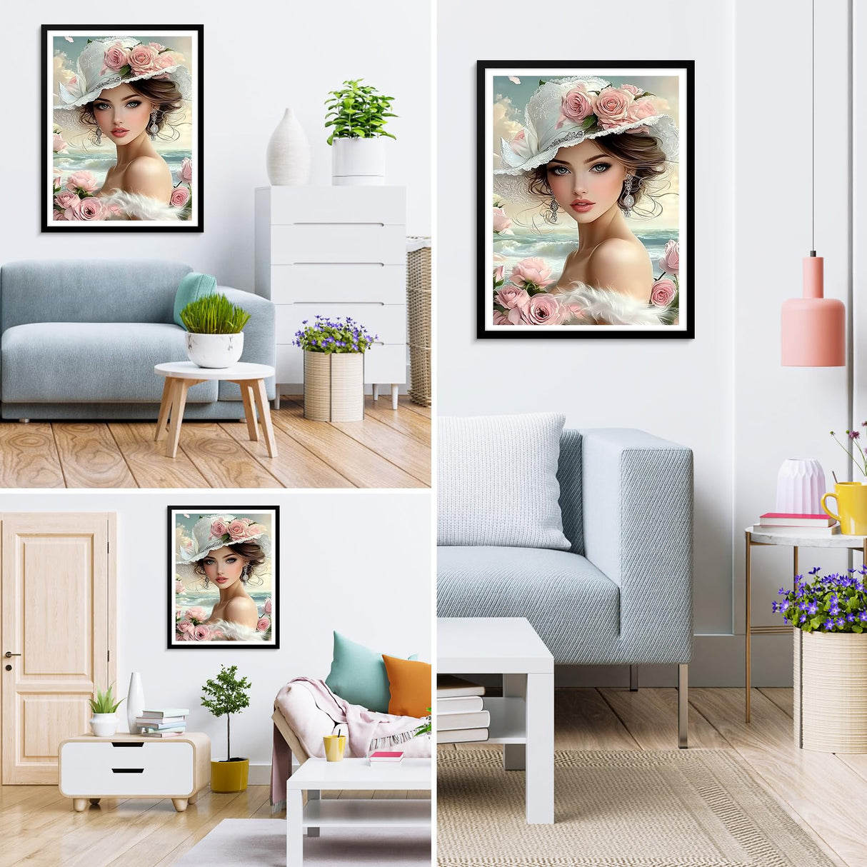 MXJSUA Beautiful Woman Diamond Painting Kits for Adults, 5D Diamond Art Kits for Beginners, DIY Full Round Drill Picture with Diamond for Home Wall Decor, 12x16 Inch MXJSUA