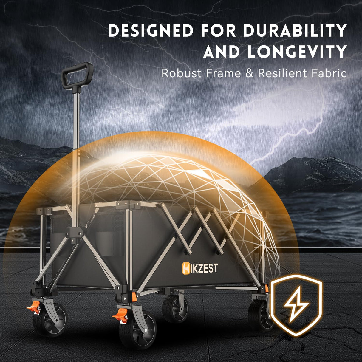 Hikzest Collapsible Wagon Cart Foldable, Utility Grocery Wagon with Wheels, Heavy Duty Lightweight Portable Folding Wagon for Outdoor Garden Sports and Shopping, Black Hikzest