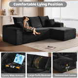 ONEMMLION Cloud Couch Sectional Modular Sofa, 107.5" Comfy Black L Shaped Boneless Couches for Living Room, Deep Seat Plush Corduroy Couch Sectional Memory Foam Sofa(Black, Right Facing Chaise) ONEMMLION