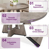 HIGREENA Round Dining Table for 4, 47" Wooden Kitchen Dinner Table Rustic, Farmhouse Table for Dining Room, Living Room, Gery HIGREENA