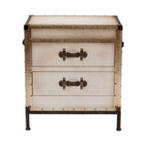 Baxton Studio Laura Vintage White Canvas 2-Drawer End Table Trunk Baxton Studio