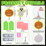 Landical 25 Pcs Luminous Halloween Diamond Painting Kits for Adults Glow in The Dark Ghost DIY Diamond Art Adhesive Key Holder Rhinestone Dot Gem Art Kits Wall Hooks for Towel Hat Kitchen Decoration Landical