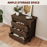 GarveeHome 3 Drawer Dresser, Modern Fluted Nightstand, Wooden Chest of Drawers, Storage End Table Organizer for Bedroom, Living Room, Hallway, Walnut GarveeHome