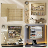 HOMCOM 5-Tier Display Cabinet, Glass Door Cabinet with Adjustable Shelves, Wall-Mounted Display Case for Playroom, Bedroom, Oak HOMCOM