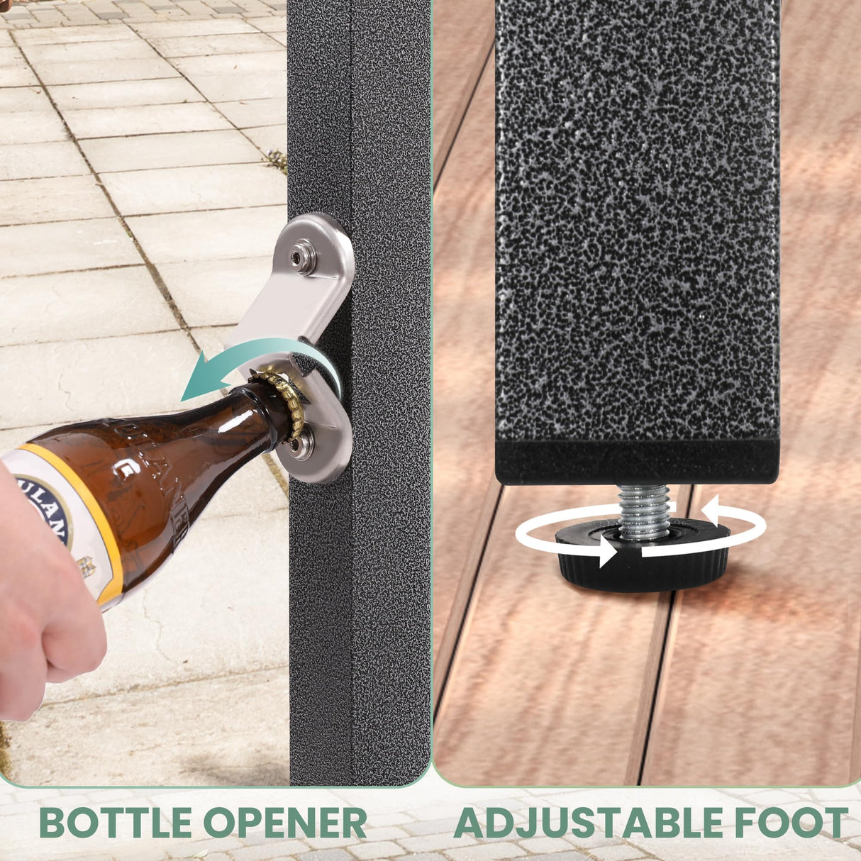 Murago 53x39x17 Patio Extra Wide Long Counter Height Bar Table with Weather Resistant, Outdoor Pub Bar Console, Waterproof, with Composite Top, Bottle Opener, Rustproof, Black Murago