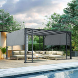 LUXIJOY 10' X 12' Outdoor Retractable Pergola, Aluminum Pergola with Retractable Sun Shade Canopy, Patio Metal Pergola for Deck, Backyard, Garden LUXIJOY