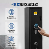 BlackSmith 3 Rifle Gun Safe for Home Rifles and Pistol Long Gun Safe 0.1s Quick Access Fingerprint Recognition Handgun Safe Keypad Wall Mount Gun Cabinet with Pistol Rack Pockets Ammo Storage BlackSmith