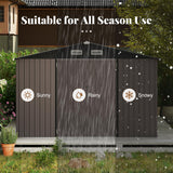 Goplus 10 x 14 FT Outdoor Storage Shed, Large Garden Tool House w/Improved Windproof Metal Structure, 4 Vents, Lockable Door, Waterproof Utility Tool Organizer for Backyard, Lawn, Patio Goplus