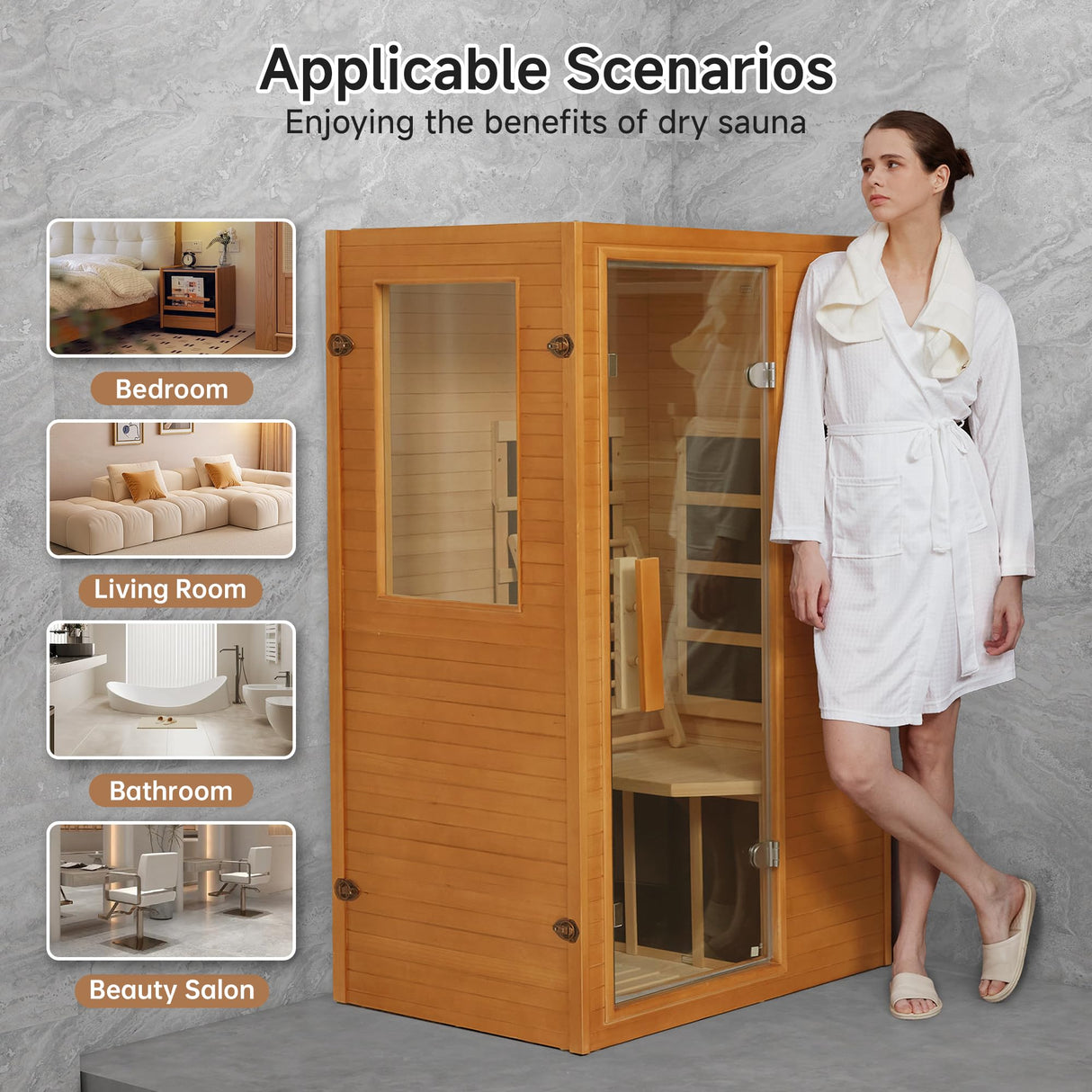 Real Relax Infrared Home Sauna, 1 Person Far Infrared Saunas for Home, Canadian Hemlock Wooden Indoor Sauna Room with LCD Control Panel, Bluetooth Speakers Real Relax