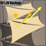 Amgo 14' x 14' Beige Square Waterproof Sun Shade Sail UPF50+ AMWTPS14 Canopy Awning Shelter, 98% UV Blockage Water Resistant, Outdoor Backyard Patio Garden Carport (We Make Custom Size) Amgo