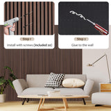 DOLLAR BOSS Wood Slat Acoustic Panels for Wall, 46.5" x 23.6" 2Pcs Soundproof Absorbing Wall Panel with Wood Finish 3D Fluted, Ebony DOLLAR BOSS
