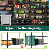 RackBro 48" W Storage Shelves 5-Tier Wire Shelving, 1875LBS Adjustable Metal Shelving with 5 Shelf Liners, Heavy Duty Steel Wire Rack for Garage Commercial Pantry Kitchen, 48" W x 18" D x 72" H, Black RackBro