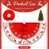 OurWarm Christmas Tree Skirt 48 Inches, Large Xmas Tree Skirts with Snowflake and Reindeer Pattern, Red and White Tree Mat for Christmas Winter Holiday Indoor Decorations OurWarm